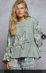 Sage Blue Waffle With Star POL Top