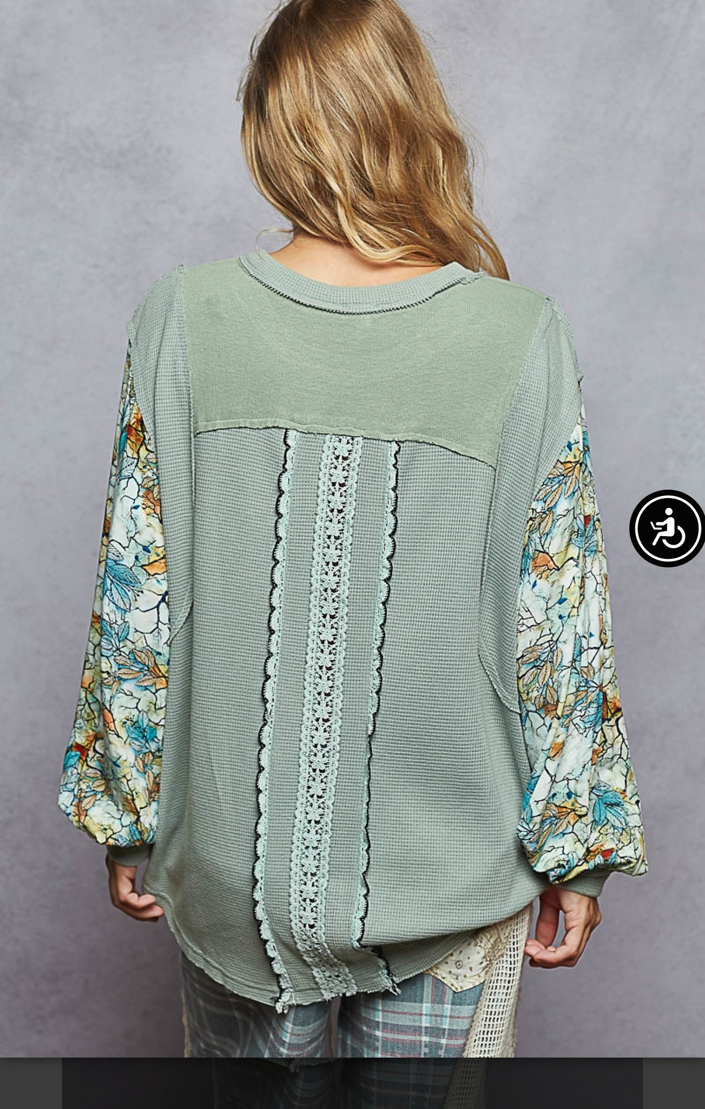 Sage Blue Waffle With Star POL Top
