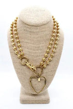 Gold Cut Out Heart Pendant Convertible Necklace