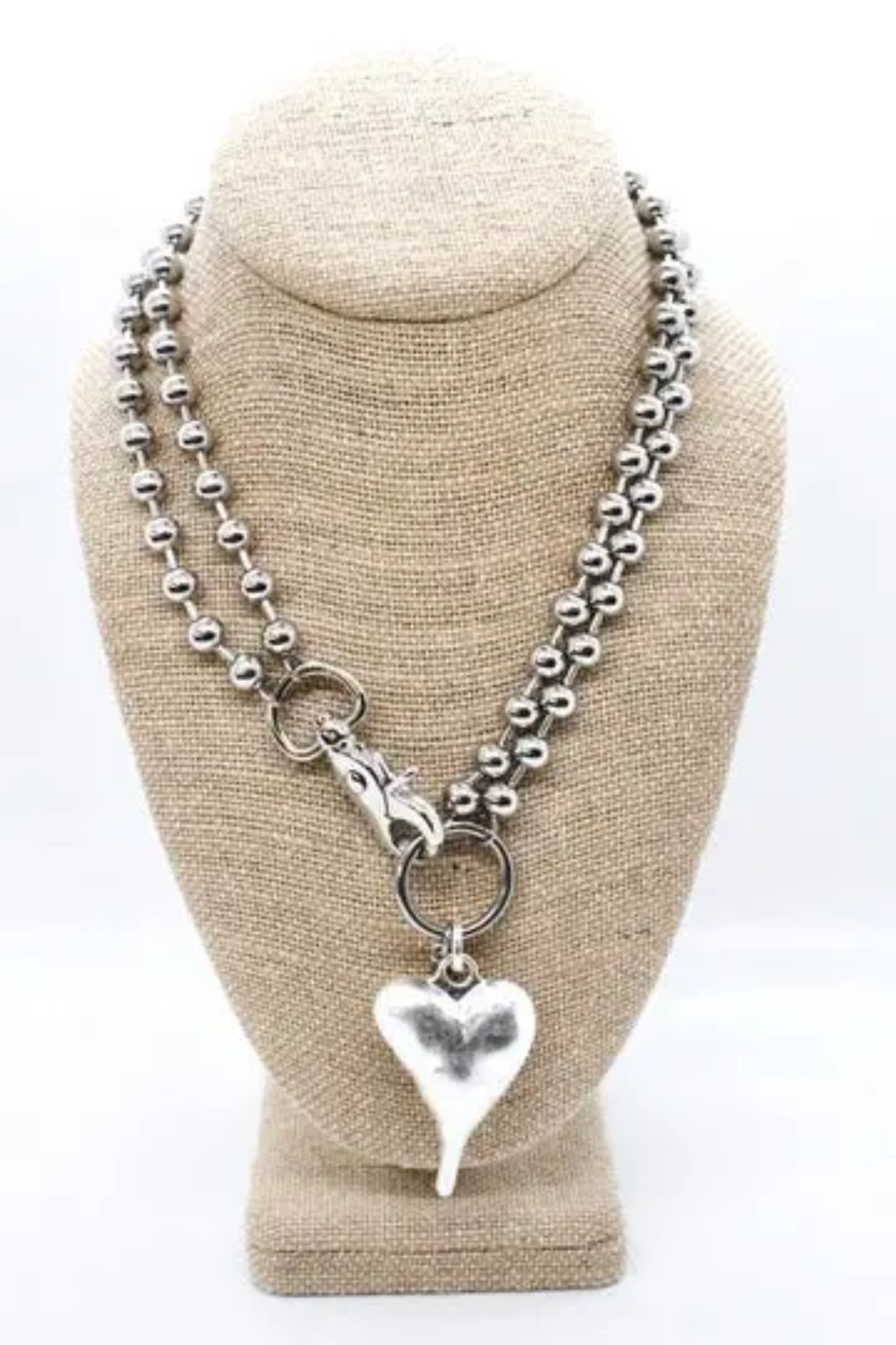 Silver Heart Pendant Convertible Necklace