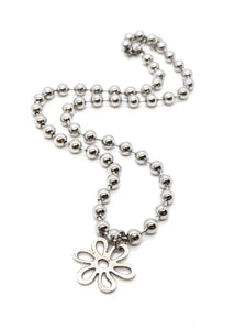 Silver Ball Chain Necklace With Daisy  Charm
