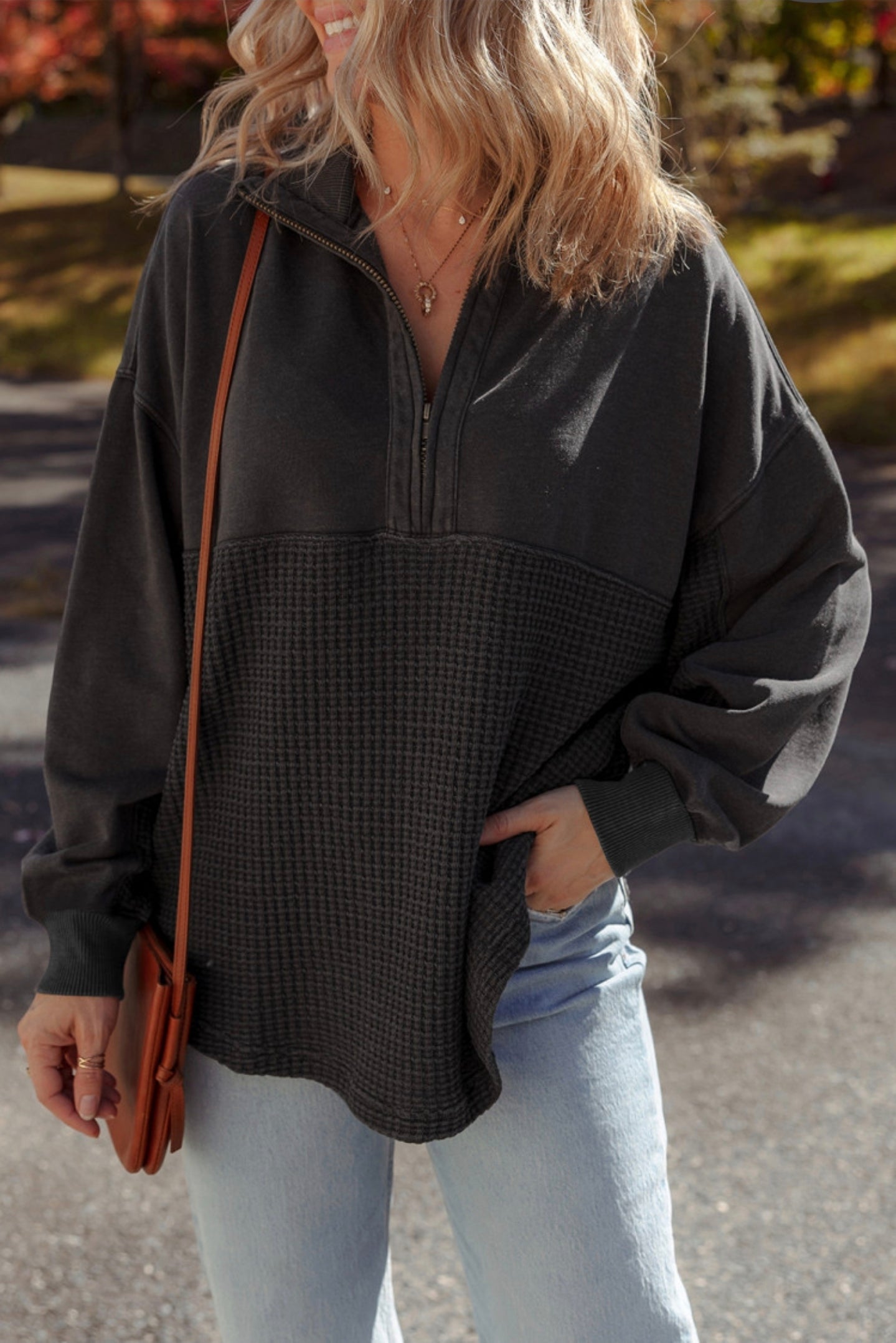 Gray Skies Waffle Knit Top