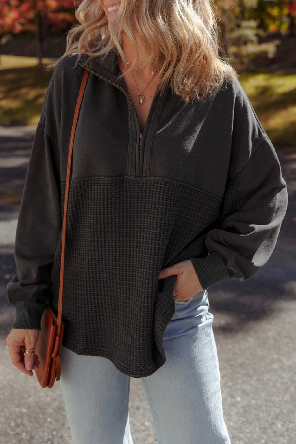 Gray Skies Waffle Knit Top