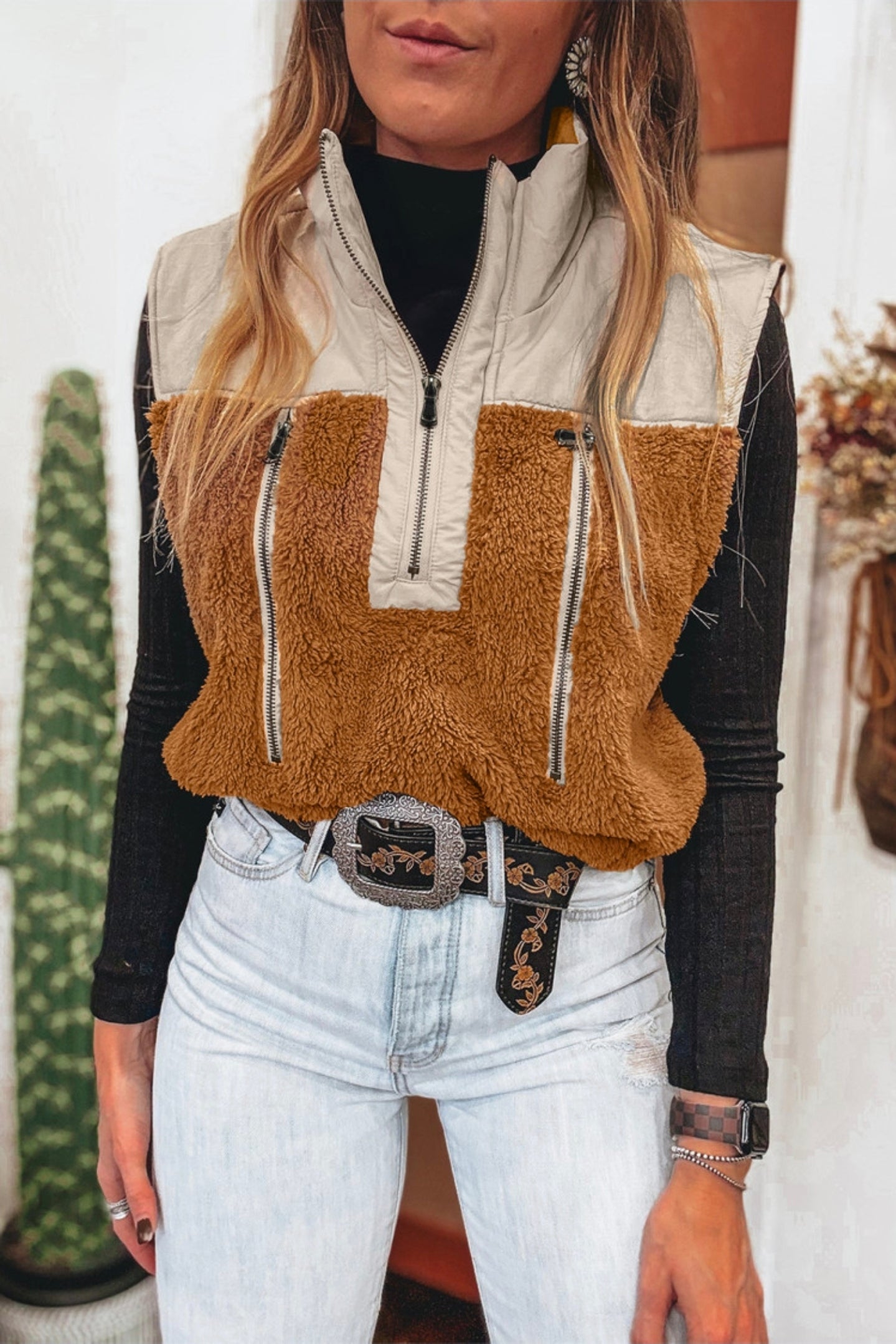 Plush Chestnut Sleeveless Pullover