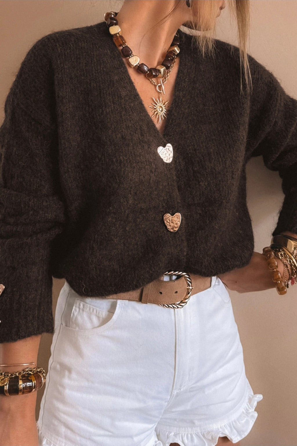 Oh My Heart Coffee Button-Up Cardigan