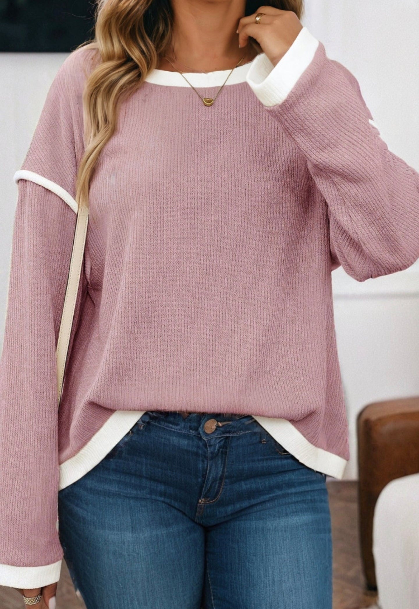 Fan Favorite Knitted Drop Shoulder Crew