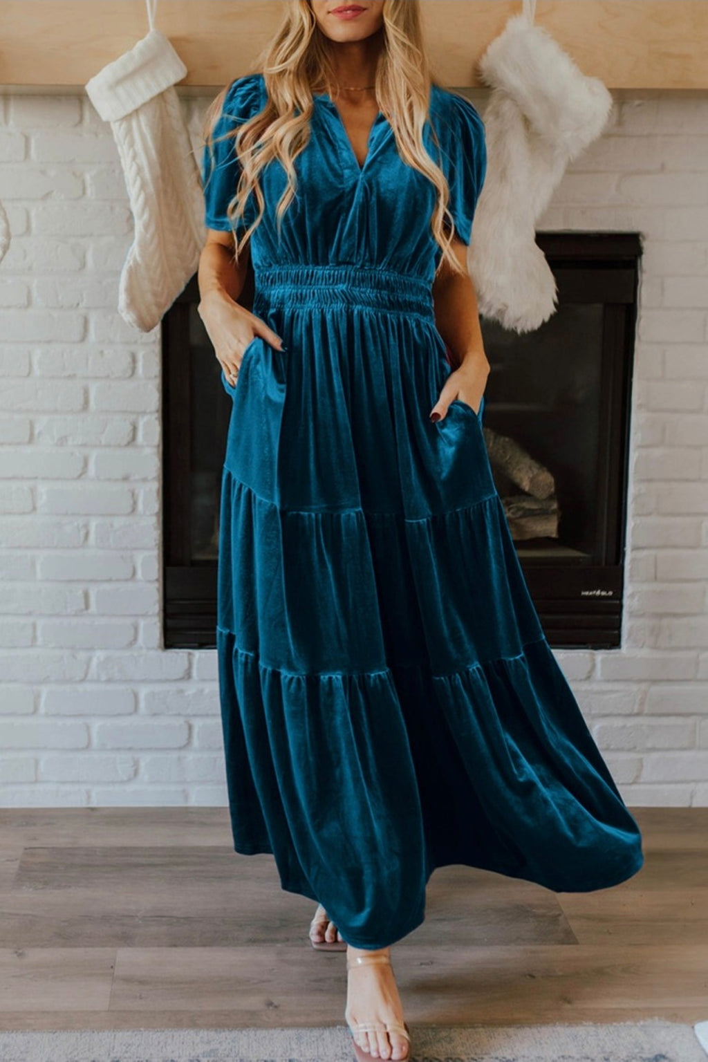 Prussian Blue Velvet Dress
