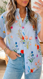 Florals & Stripes Just go Together Top
