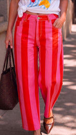 Wide Stripe Straight Leg Denim