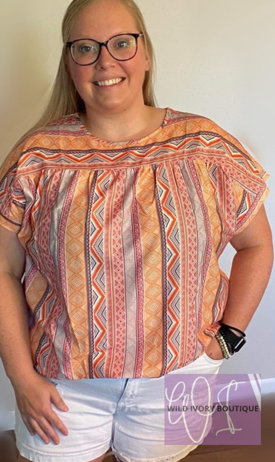 CURVY Tribal Patterned Top