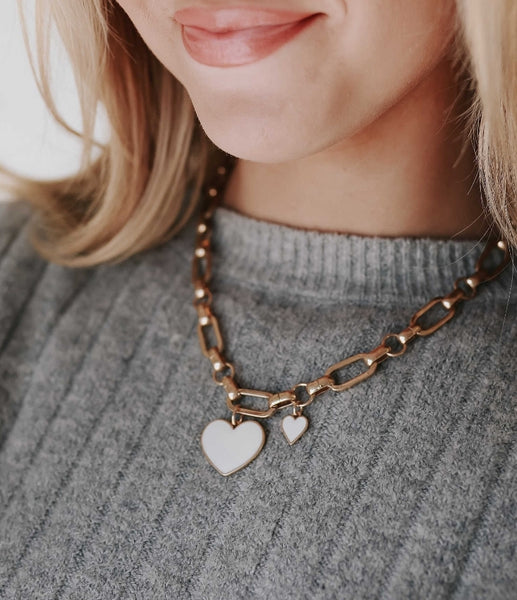 Double Heart Link Necklace <2 colors> – Wild Ivory Boutique
