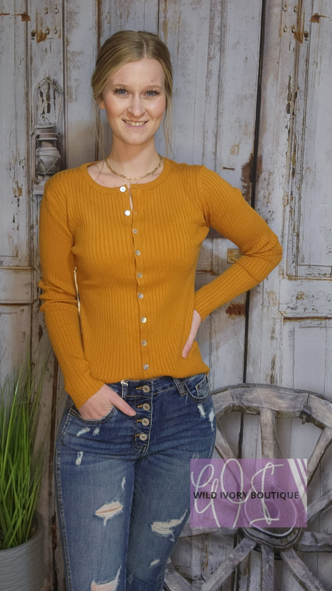 Mustard Buttoned Sweater